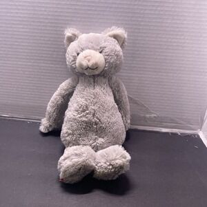Jellycat London Bashful Gray & White Kitty Cat Plush Stuffed Toy 12"